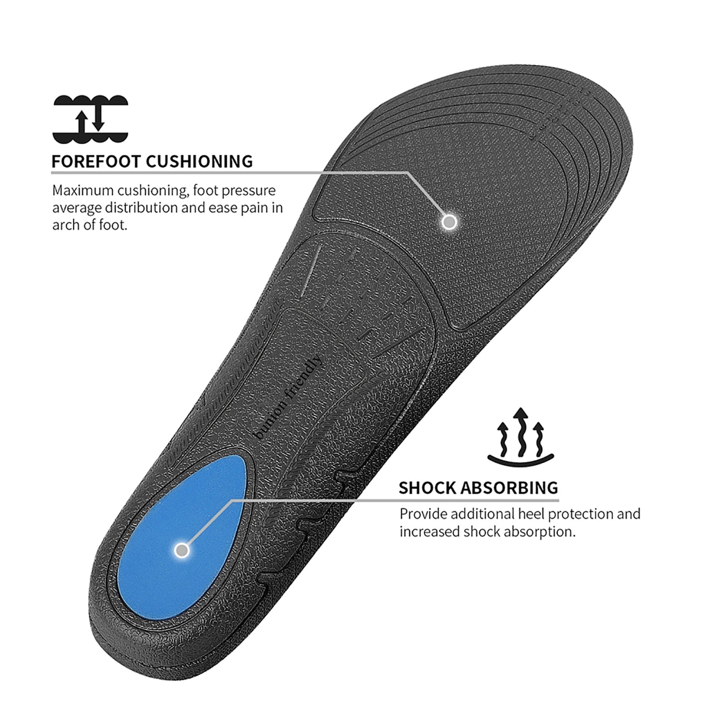 bunion friendly Orthotics Inserts Plantar Fasciitis Feet Insoles