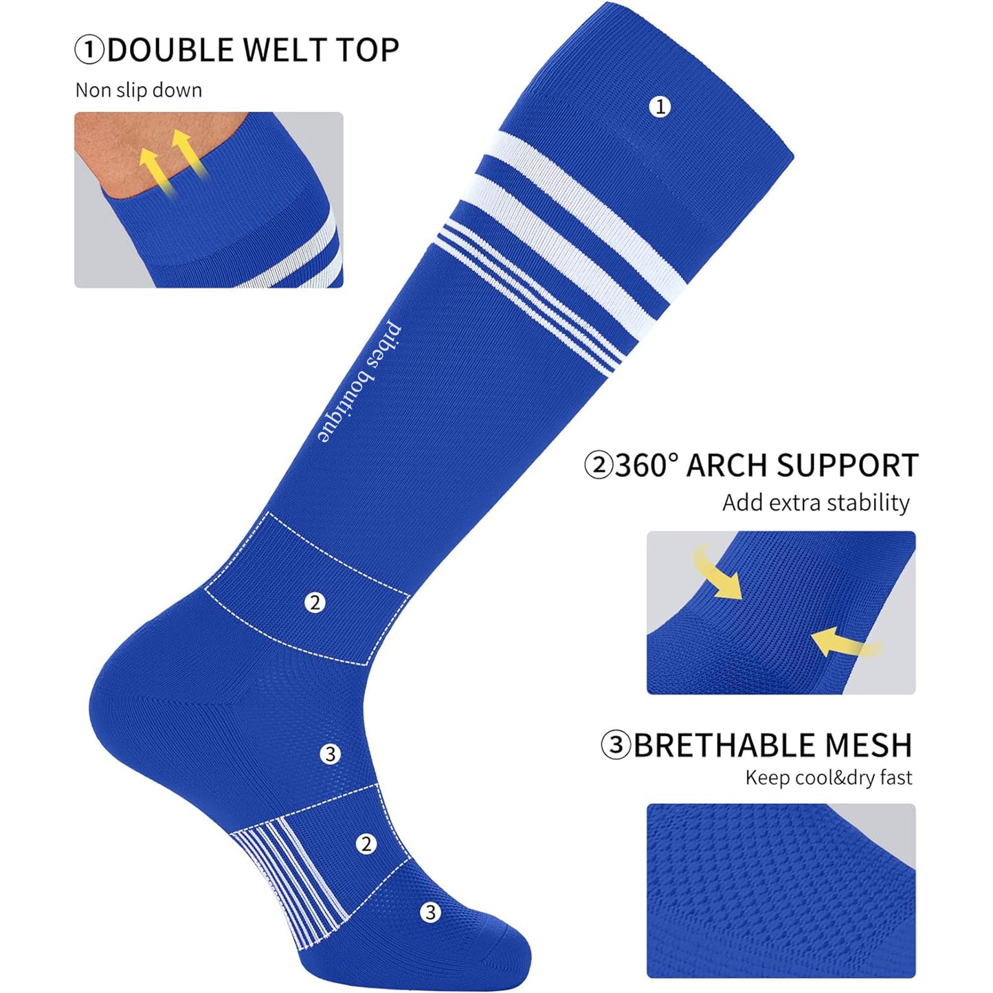 pibes boutique Kids Youth Adult Athletic Soccer Socks